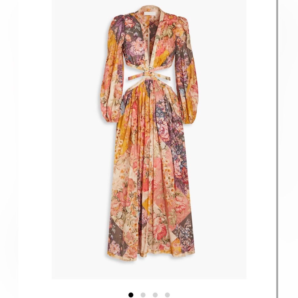 Zimmermann Floral Print Long Sleeve Cutout Cotton Maxi Dress, worn once!